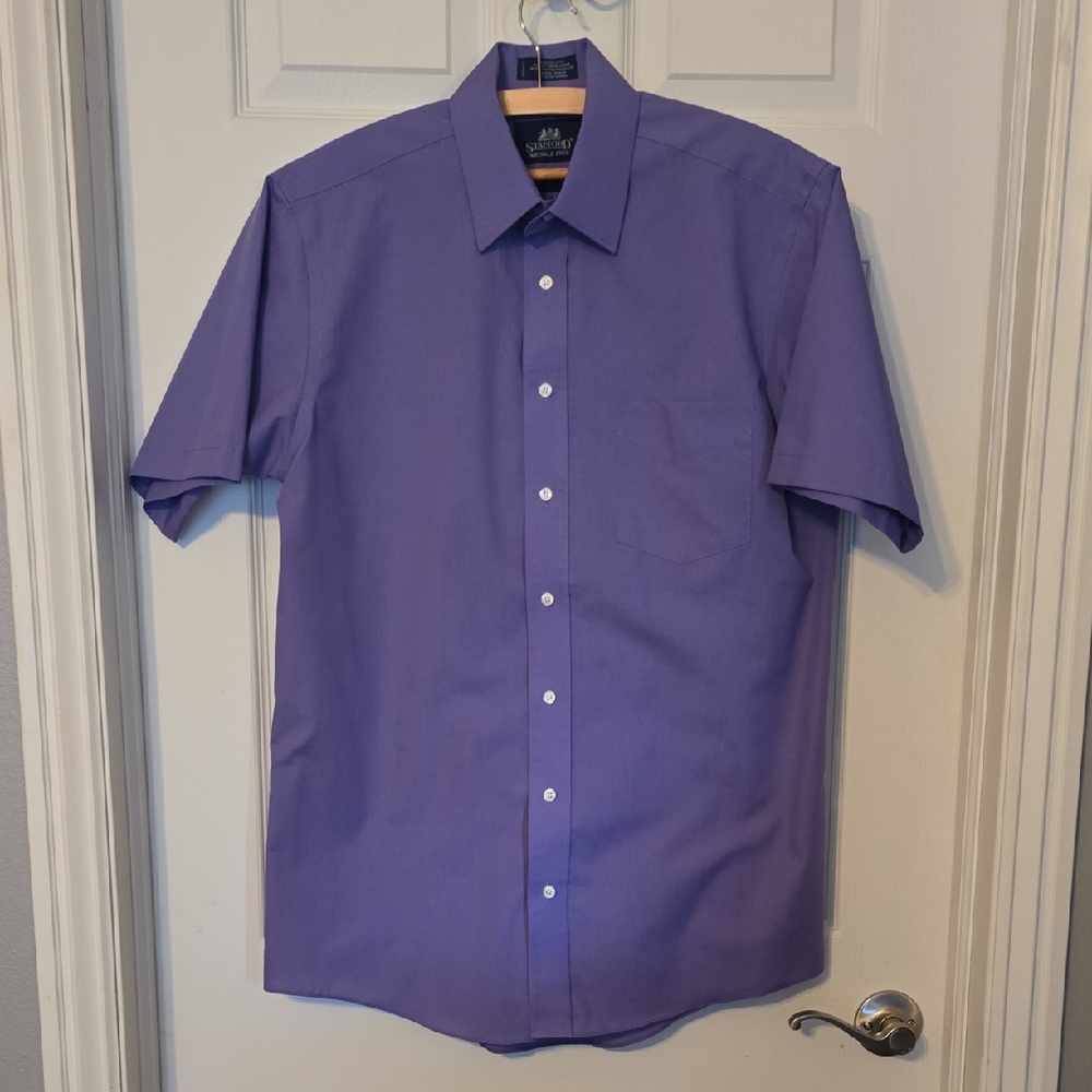 Stafford Men's Purple Button Down Shirt